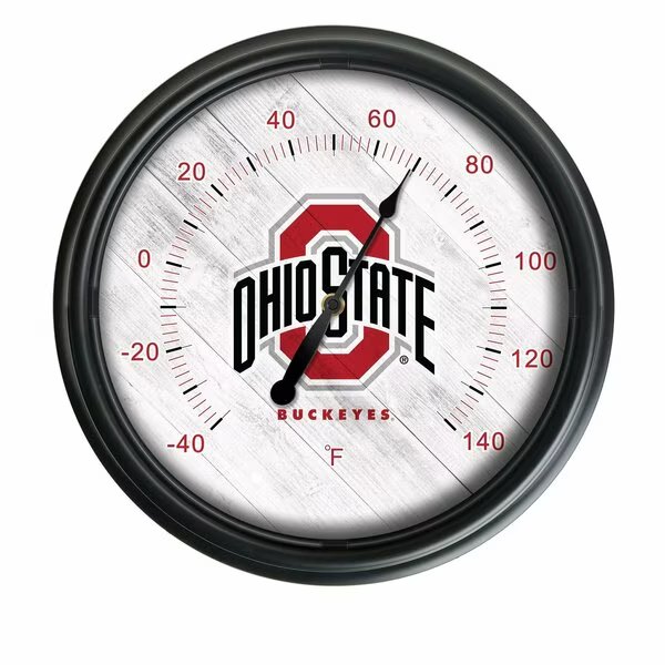 Ohio State University Indoor/Outdoor LED Thermometer, Holland Bar Stool Co, Mfr#: ODThrm14BK-08OhioSt